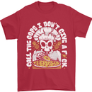 Offensive Pizza Eating Skull Chef Mens T-Shirt 100% Cotton Red