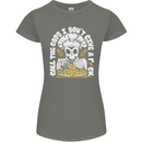 Offensive Pizza Eating Skull Chef Womens Petite Cut T-Shirt Charcoal