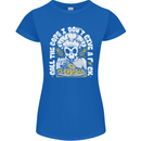 Offensive Pizza Eating Skull Chef Womens Petite Cut T-Shirt Royal Blue