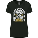 Offensive Pizza Eating Skull Chef Womens Wider Cut T-Shirt Black