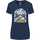 Offensive Pizza Eating Skull Chef Womens Wider Cut T-Shirt Navy Blue