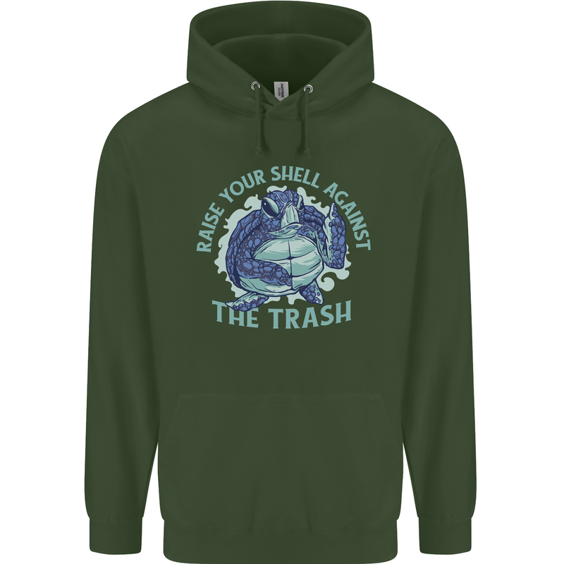 Offensive Turtle Environment Climate Change Childrens Kids Hoodie Forest Green