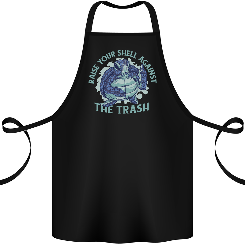 Offensive Turtle Environment Climate Change Cotton Apron 100% Organic Black