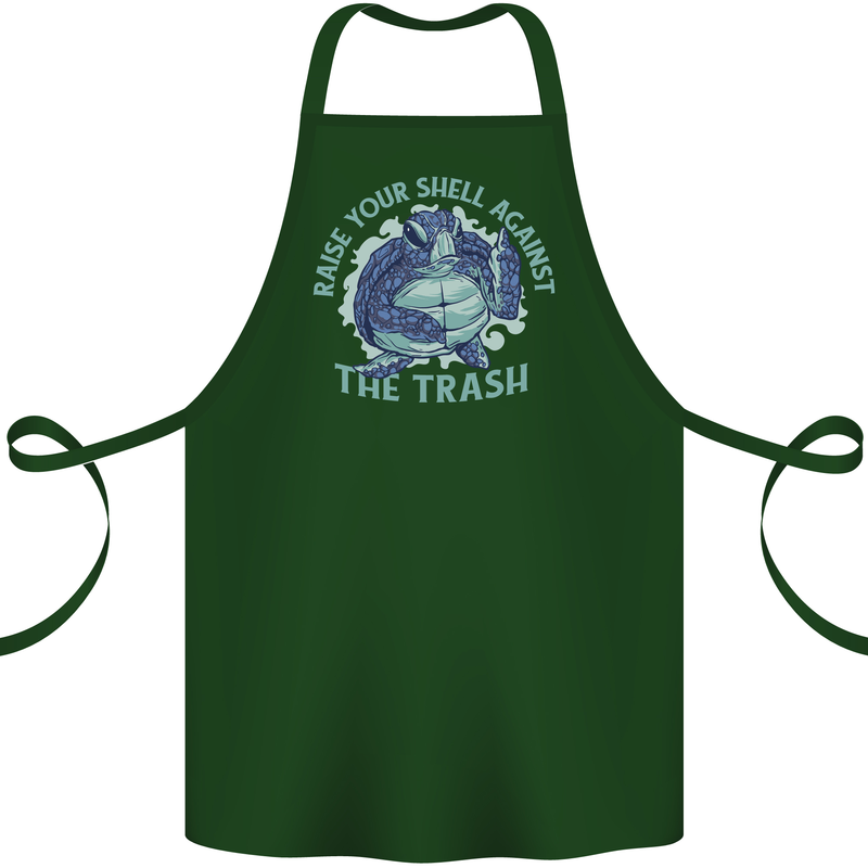 Offensive Turtle Environment Climate Change Cotton Apron 100% Organic Forest Green