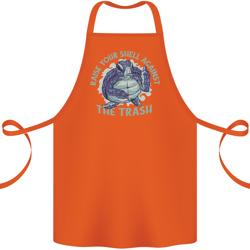 Offensive Turtle Environment Climate Change Cotton Apron 100% Organic Orange