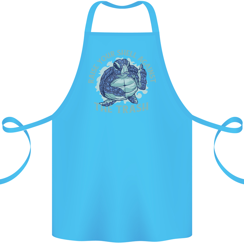 Offensive Turtle Environment Climate Change Cotton Apron 100% Organic Turquoise