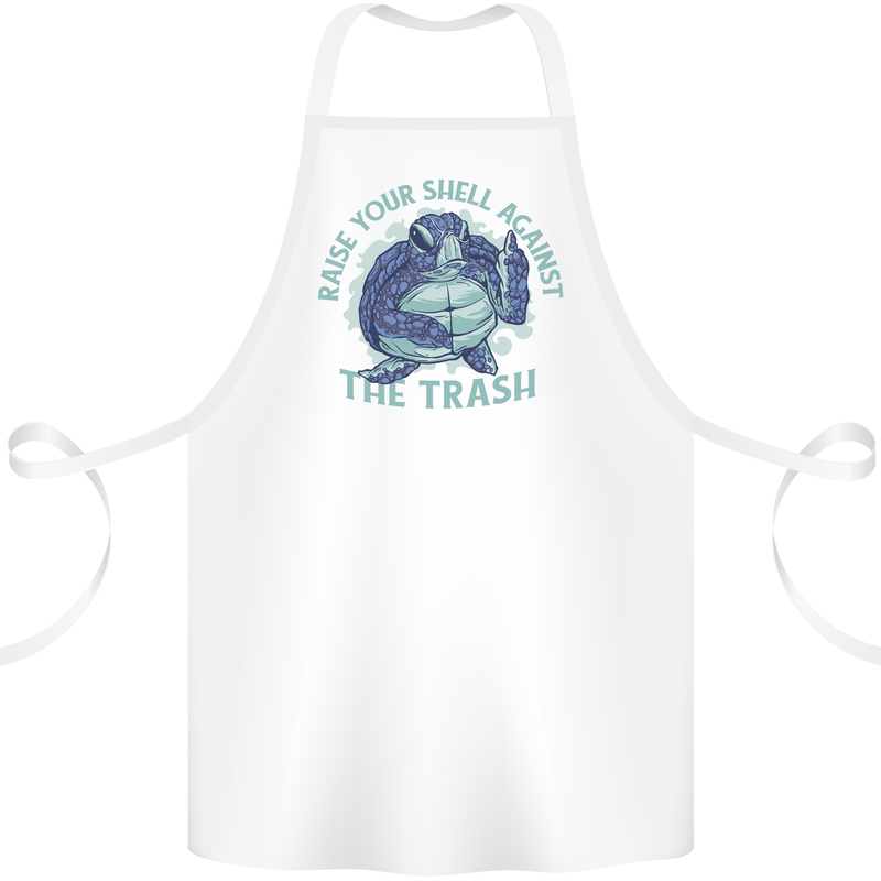 Offensive Turtle Environment Climate Change Cotton Apron 100% Organic White