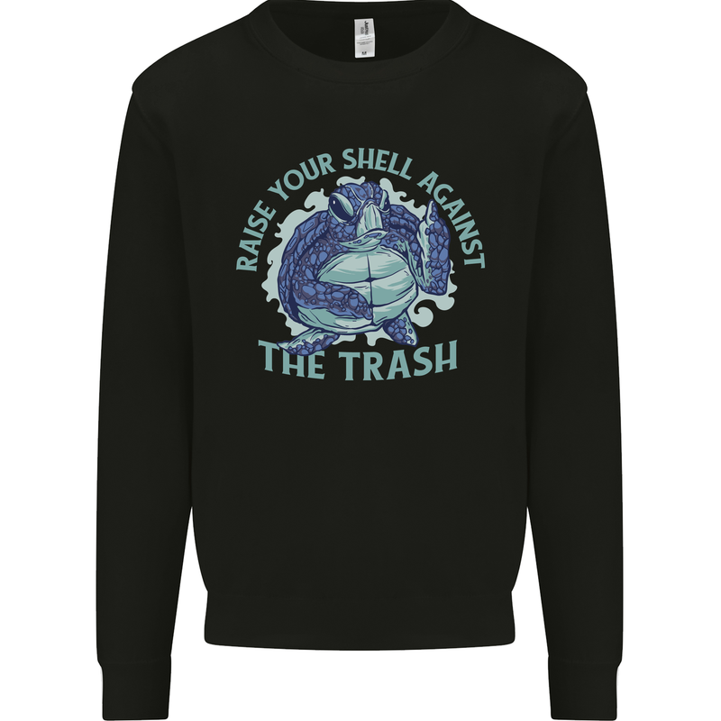 Offensive Turtle Environment Climate Change Kids Sweatshirt Jumper Black