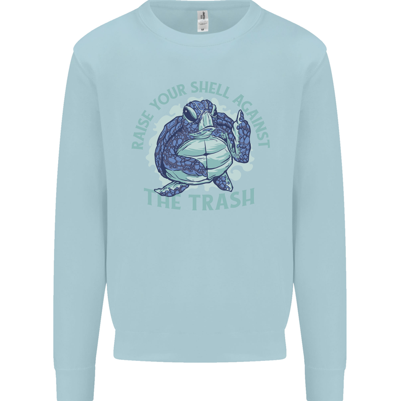 Offensive Turtle Environment Climate Change Kids Sweatshirt Jumper Light Blue