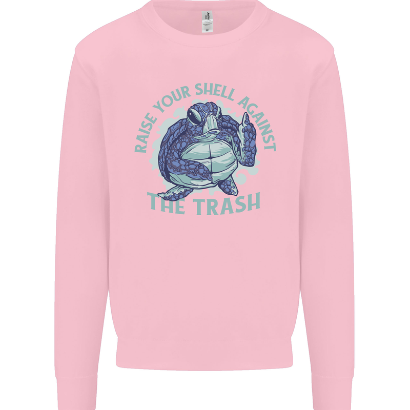 Offensive Turtle Environment Climate Change Kids Sweatshirt Jumper Light Pink
