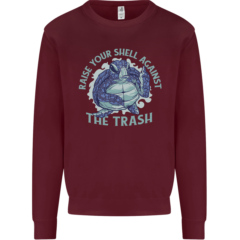 Offensive Turtle Environment Climate Change Kids Sweatshirt Jumper Maroon