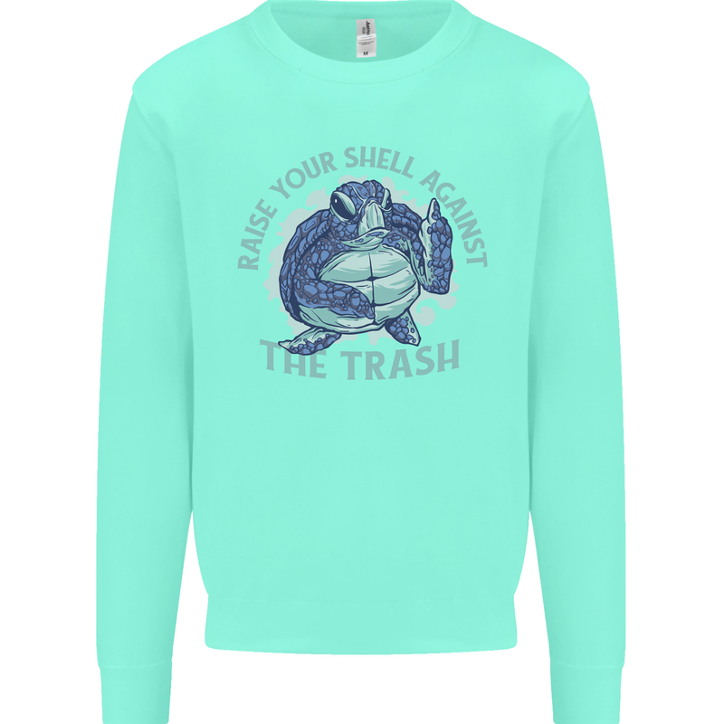 Offensive Turtle Environment Climate Change Kids Sweatshirt Jumper Peppermint