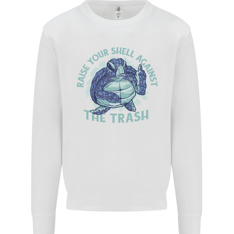 Offensive Turtle Environment Climate Change Kids Sweatshirt Jumper White