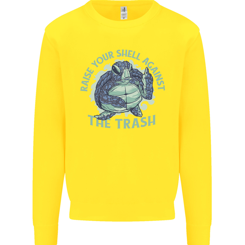 Offensive Turtle Environment Climate Change Kids Sweatshirt Jumper Yellow