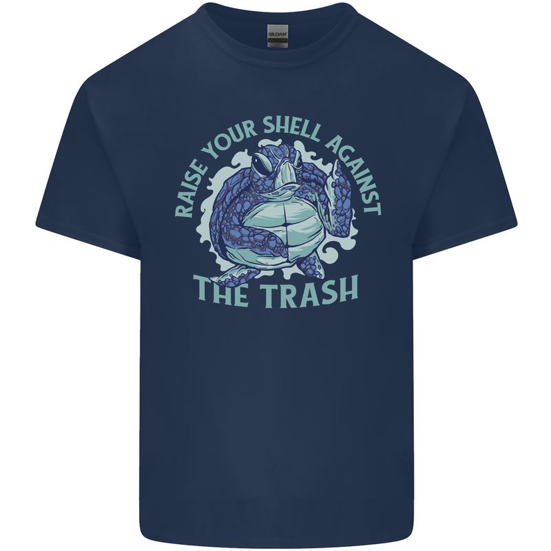 Offensive Turtle Environment Climate Change Kids T-Shirt Childrens Navy Blue
