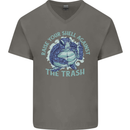 Offensive Turtle Environment Climate Change Mens V-Neck Cotton T-Shirt Charcoal