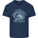 Offensive Turtle Environment Climate Change Mens V-Neck Cotton T-Shirt Navy Blue