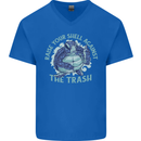Offensive Turtle Environment Climate Change Mens V-Neck Cotton T-Shirt Royal Blue