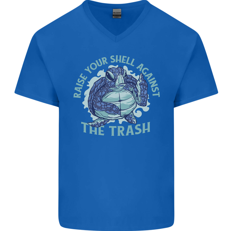 Offensive Turtle Environment Climate Change Mens V-Neck Cotton T-Shirt Royal Blue