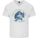Offensive Turtle Environment Climate Change Mens V-Neck Cotton T-Shirt White