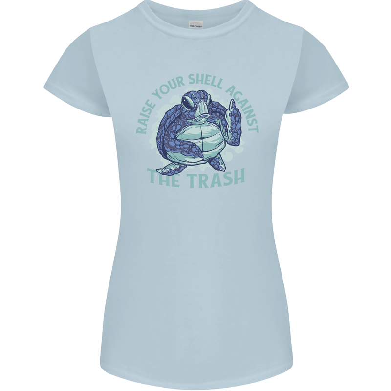 Offensive Turtle Environment Climate Change Womens Petite Cut T-Shirt Light Blue