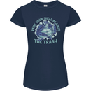 Offensive Turtle Environment Climate Change Womens Petite Cut T-Shirt Navy Blue