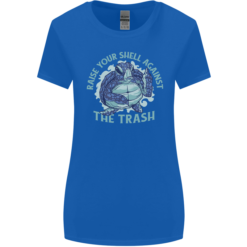 Offensive Turtle Environment Climate Change Womens Wider Cut T-Shirt Royal Blue