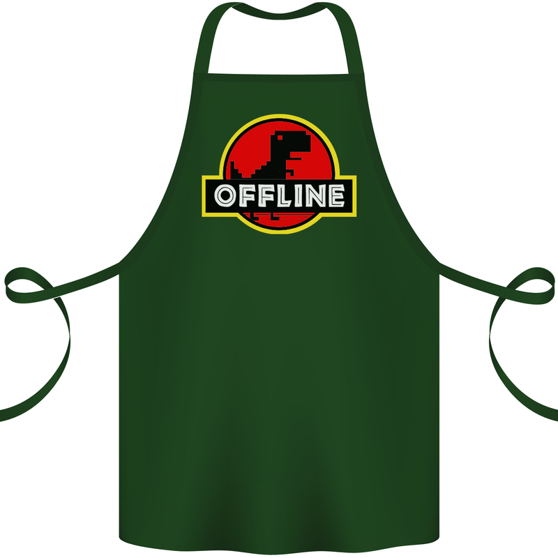 Offline Funny Gamer Gaming Cotton Apron 100% Organic Forest Green