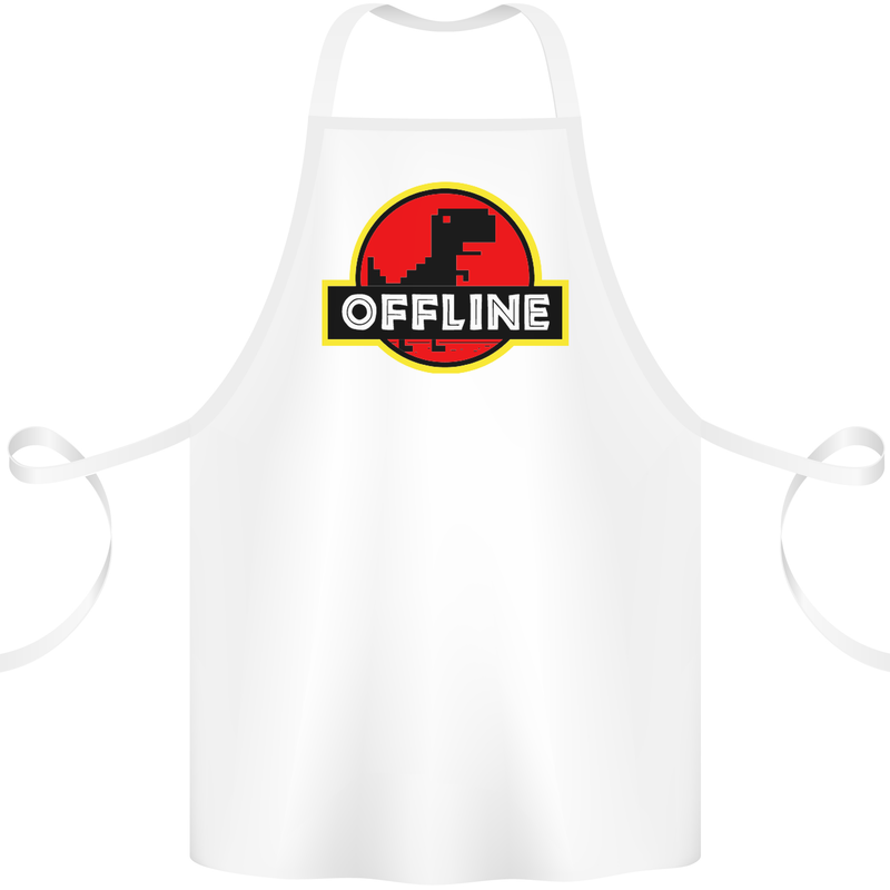 Offline Funny Gamer Gaming Cotton Apron 100% Organic White