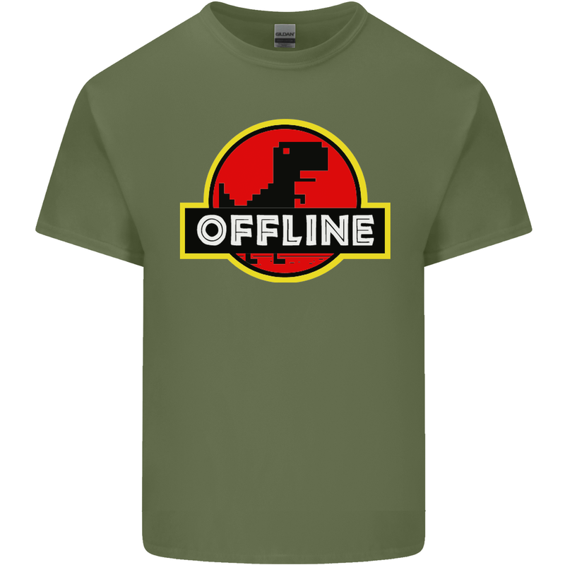 Offline Funny Gamer Gaming Mens Cotton T-Shirt Tee Top Military Green