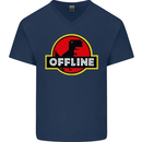 Offline Funny Gamer Gaming Mens V-Neck Cotton T-Shirt Navy Blue