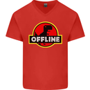 Offline Funny Gamer Gaming Mens V-Neck Cotton T-Shirt Red