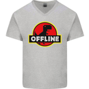 Offline Funny Gamer Gaming Mens V-Neck Cotton T-Shirt Sports Grey
