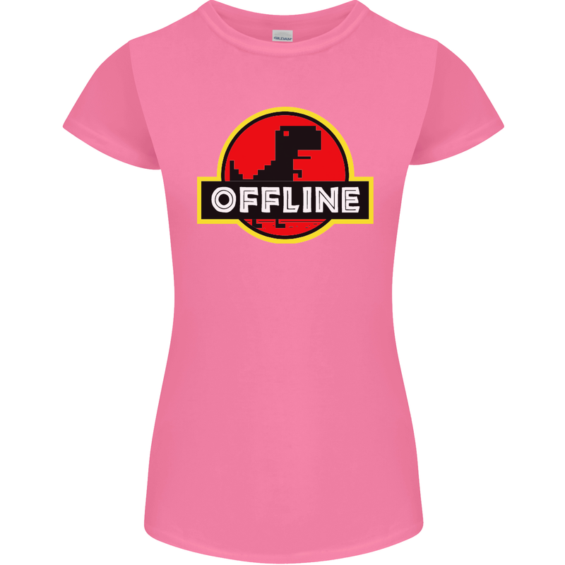 Offline Funny Gamer Gaming Womens Petite Cut T-Shirt Azalea