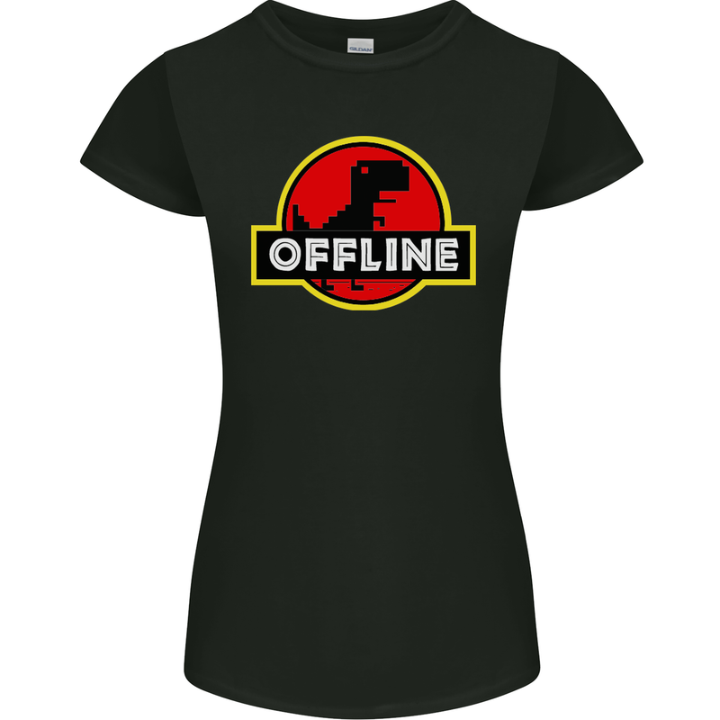 Offline Funny Gamer Gaming Womens Petite Cut T-Shirt Black