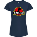 Offline Funny Gamer Gaming Womens Petite Cut T-Shirt Navy Blue