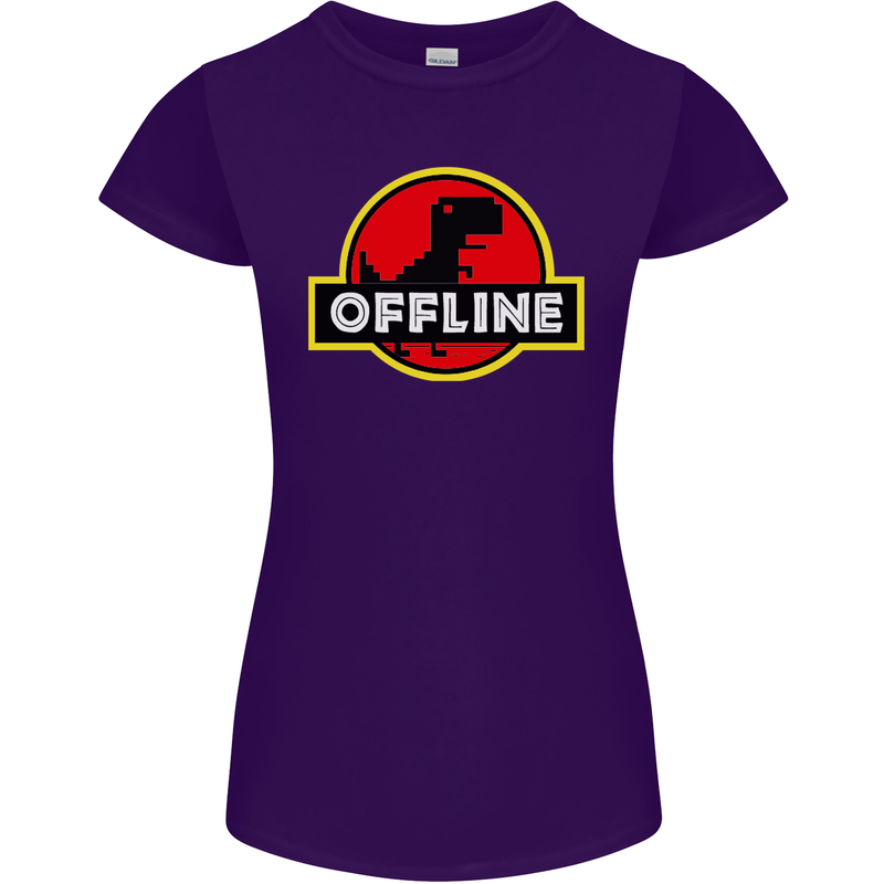 Offline Funny Gamer Gaming Womens Petite Cut T-Shirt Purple