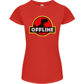 Offline Funny Gamer Gaming Womens Petite Cut T-Shirt Red