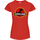 Offline Funny Gamer Gaming Womens Petite Cut T-Shirt Red