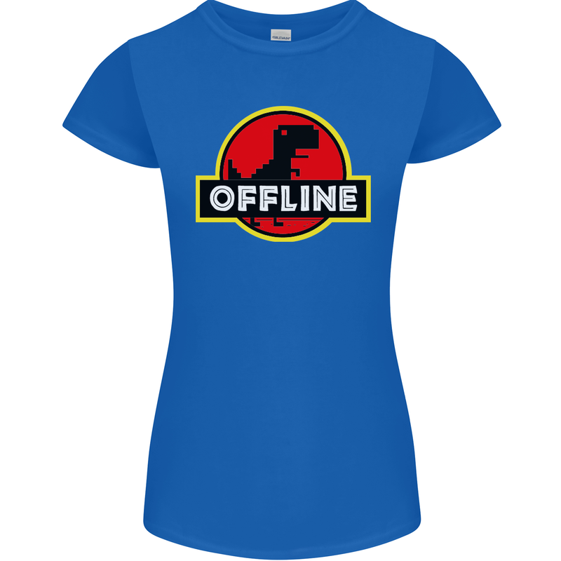 Offline Funny Gamer Gaming Womens Petite Cut T-Shirt Royal Blue