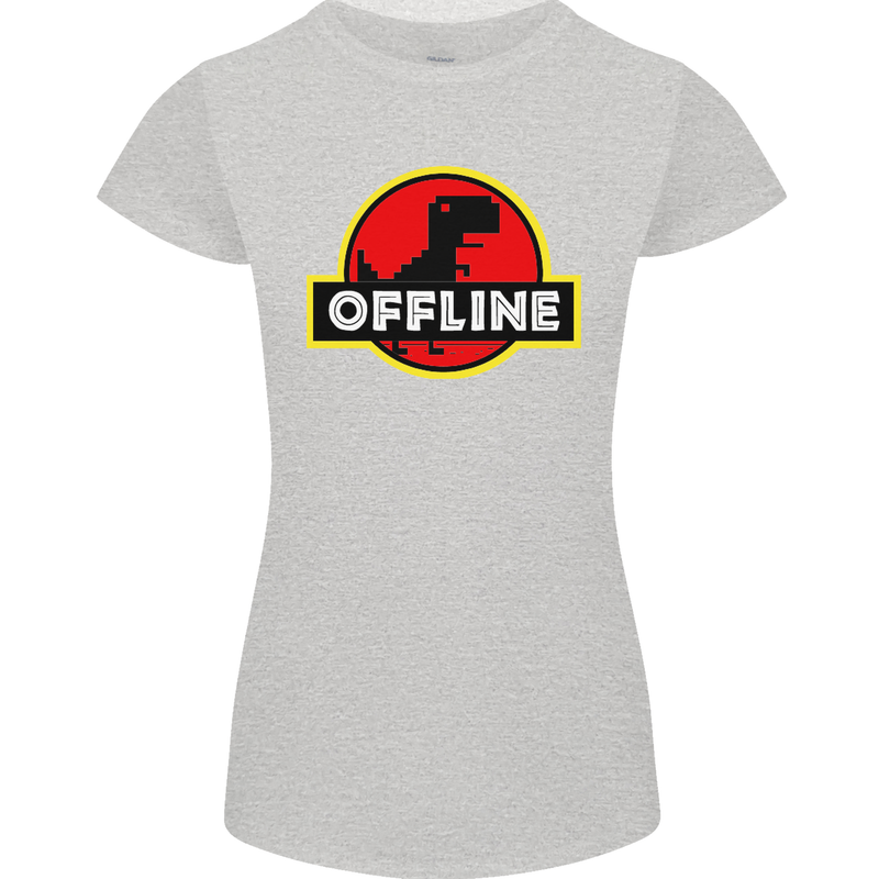 Offline Funny Gamer Gaming Womens Petite Cut T-Shirt Sports Grey