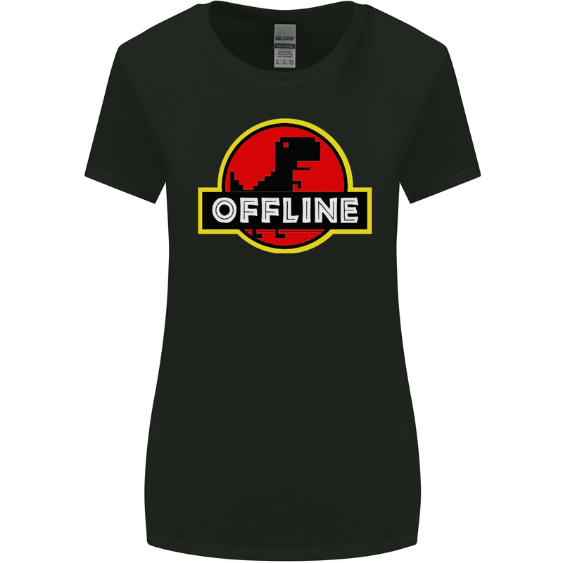 Offline Funny Gamer Gaming Womens Wider Cut T-Shirt Black