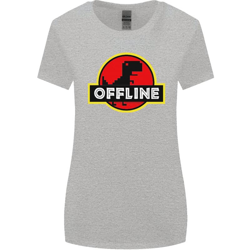 Offline Funny Gamer Gaming Womens Wider Cut T-Shirt Sports Grey