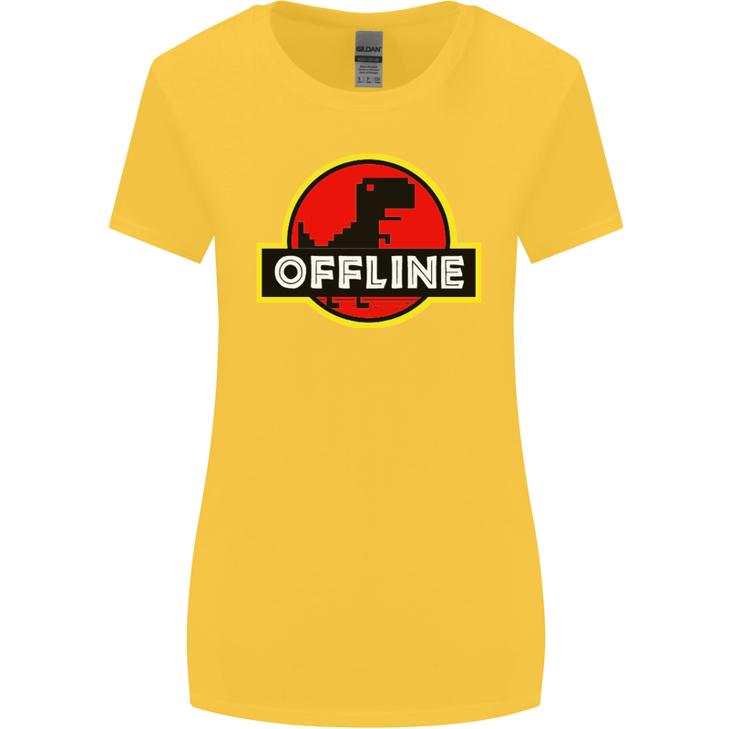 Offline Funny Gamer Gaming Womens Wider Cut T-Shirt Yellow