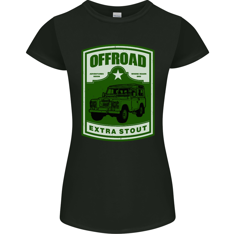 Offroad Extra Stout 4X4 Offroading Off Road Womens Petite Cut T-Shirt Black