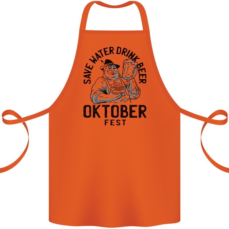 Oktobefest Drink Beer Funny Alcohol Cotton Apron 100% Organic Orange