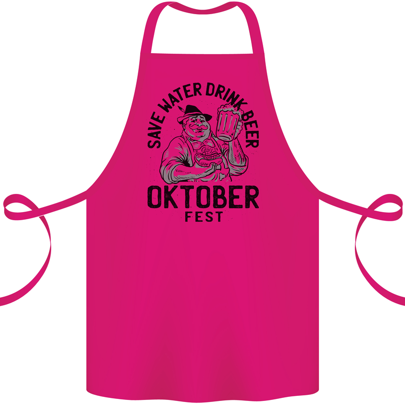 Oktobefest Drink Beer Funny Alcohol Cotton Apron 100% Organic Pink