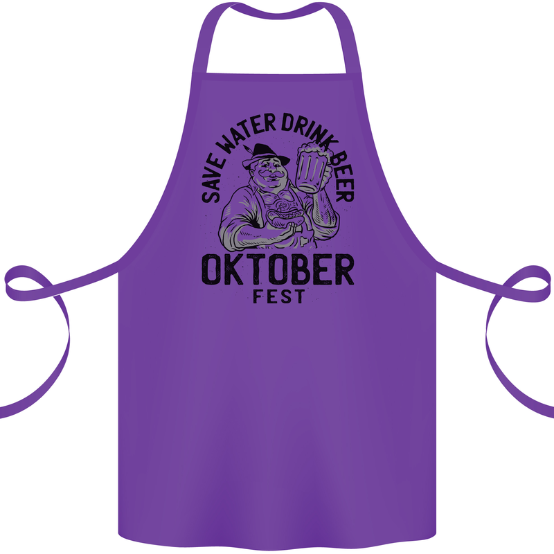 Oktobefest Drink Beer Funny Alcohol Cotton Apron 100% Organic Purple