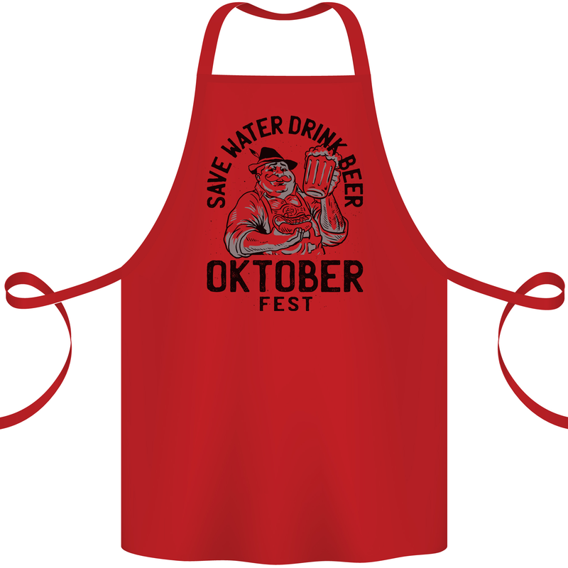Oktobefest Drink Beer Funny Alcohol Cotton Apron 100% Organic Red