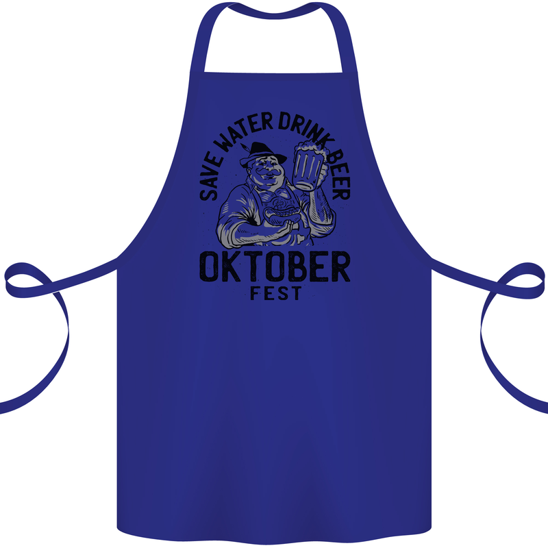 Oktobefest Drink Beer Funny Alcohol Cotton Apron 100% Organic Royal Blue